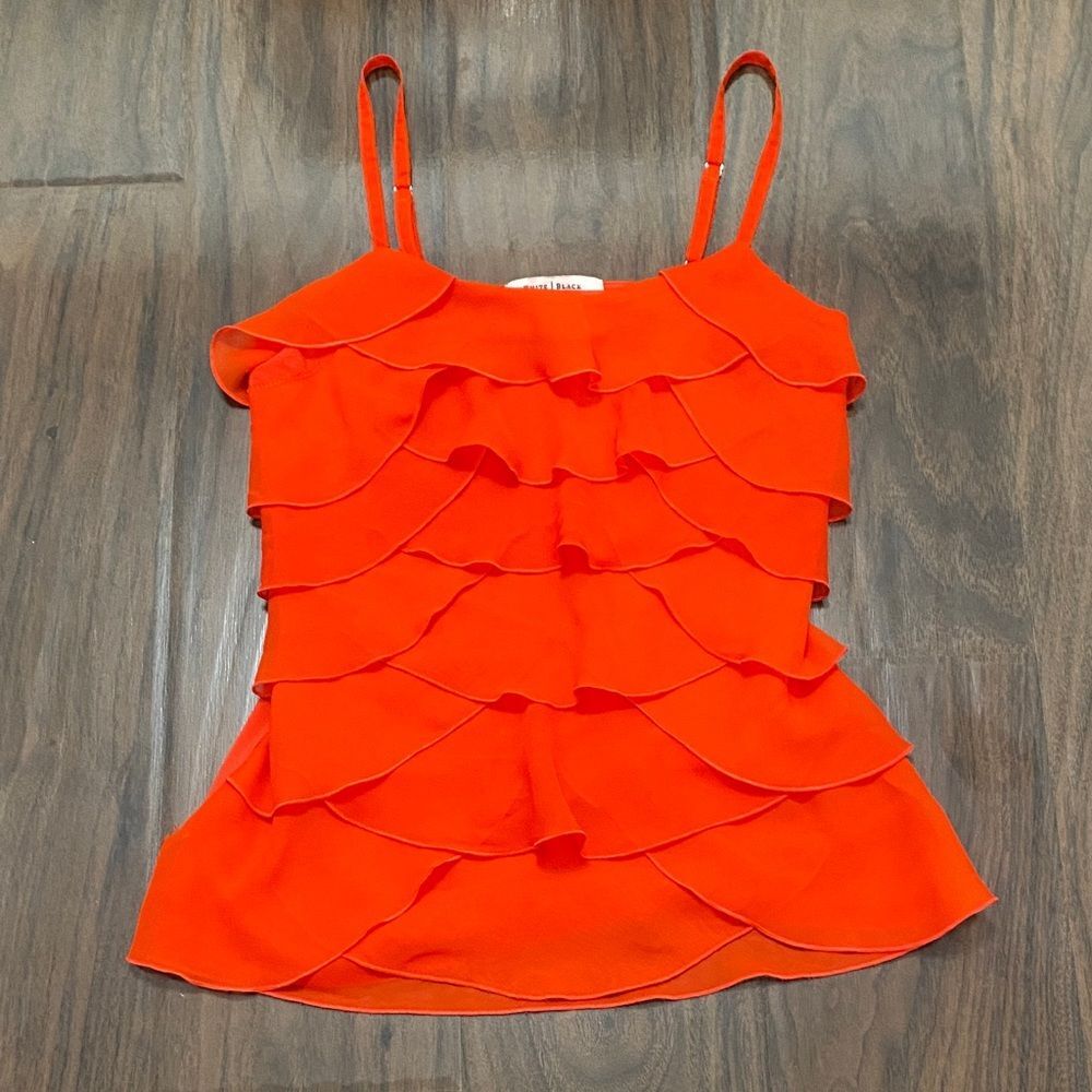 White House Black Market Red Ruffle Camisole